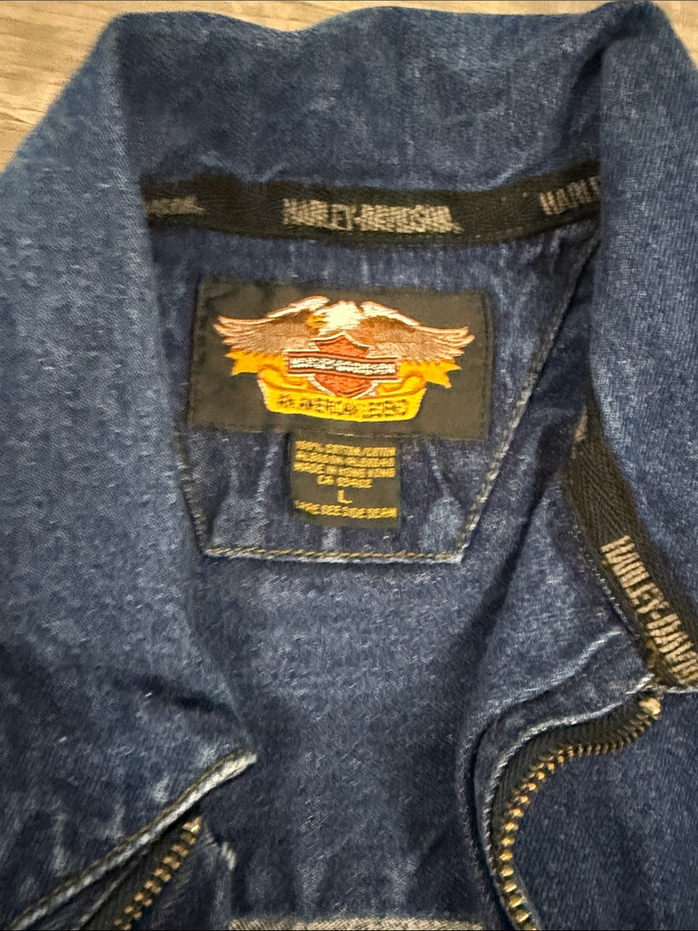 Harley-Davidson Dark Blue Denim Zip Jacket Large - Picture 2 of 8